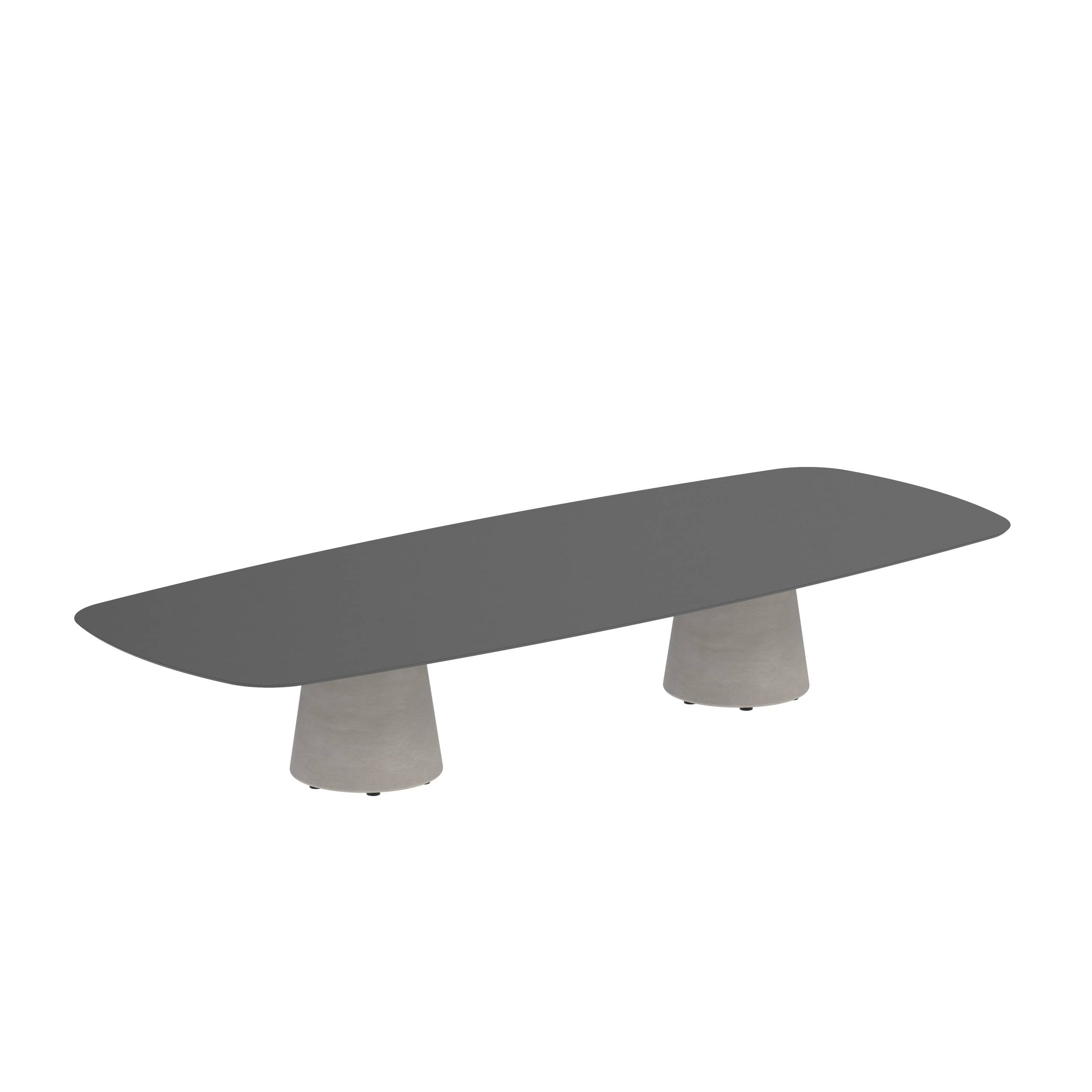 Conix Table 300x120 Cm High Lounge Legs Concrete Cement Grey - Table Top Ceramic Black