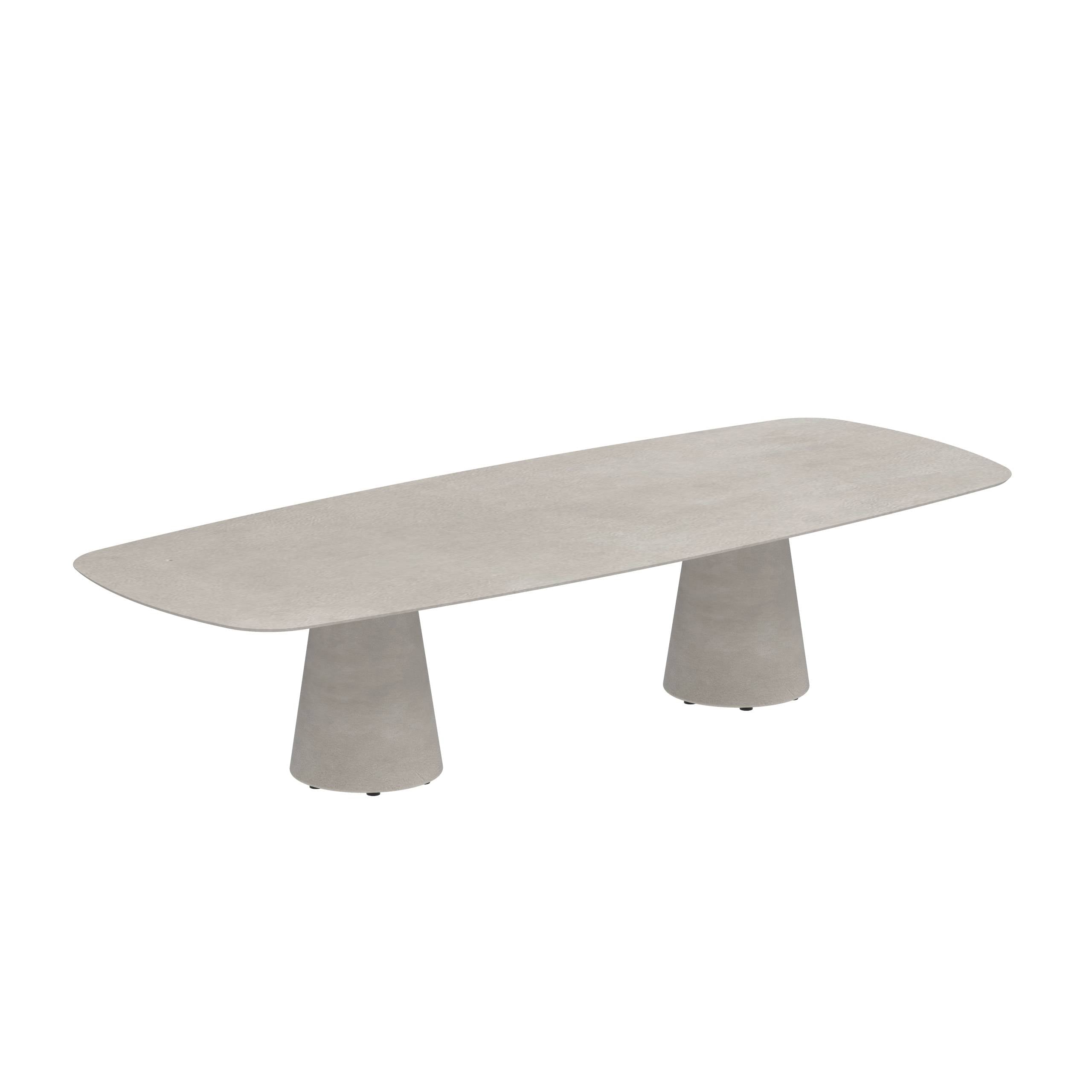 Conix Table 300x120 Cm Low Dining Legs Concrete Cement Grey - Table Top Ceramic Cemento Luminoso