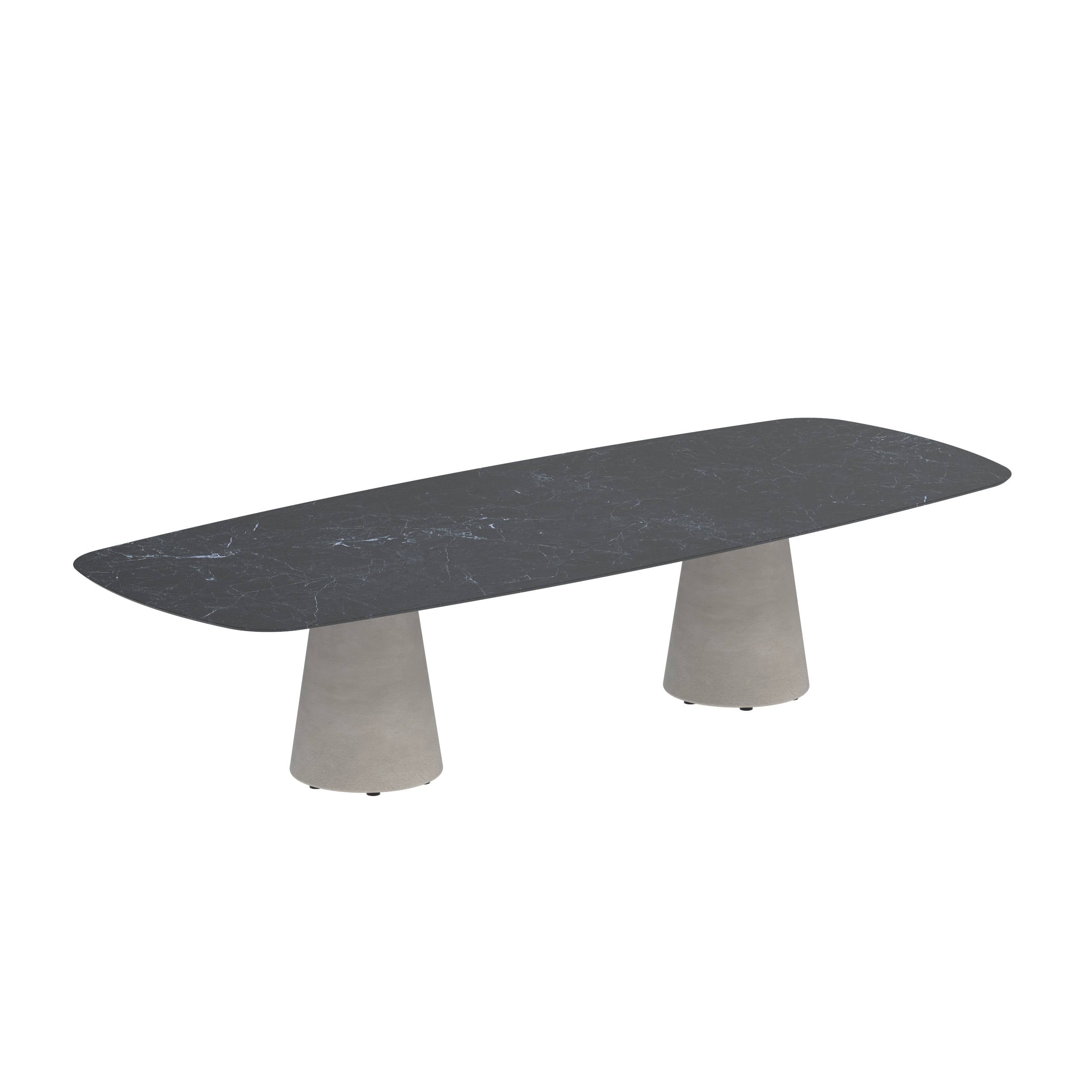 Conix Table 300x120 Cm Low Dining Legs Concrete Cement Grey - Table Top Ceramic Nero Marquina