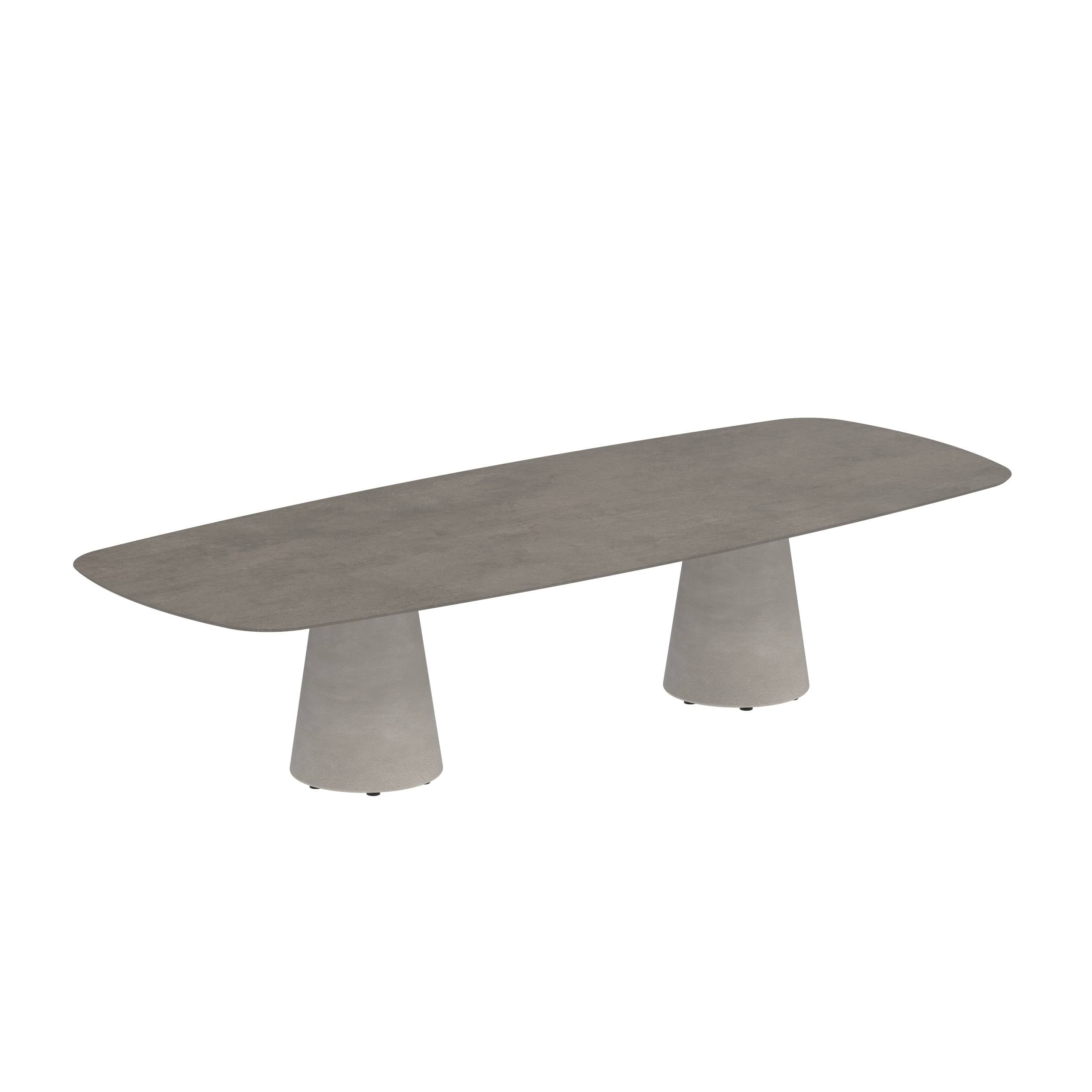Conix Table 300x120 Cm Low Dining Legs Concrete Cement Grey - Table Top Ceramic Terra Marrone