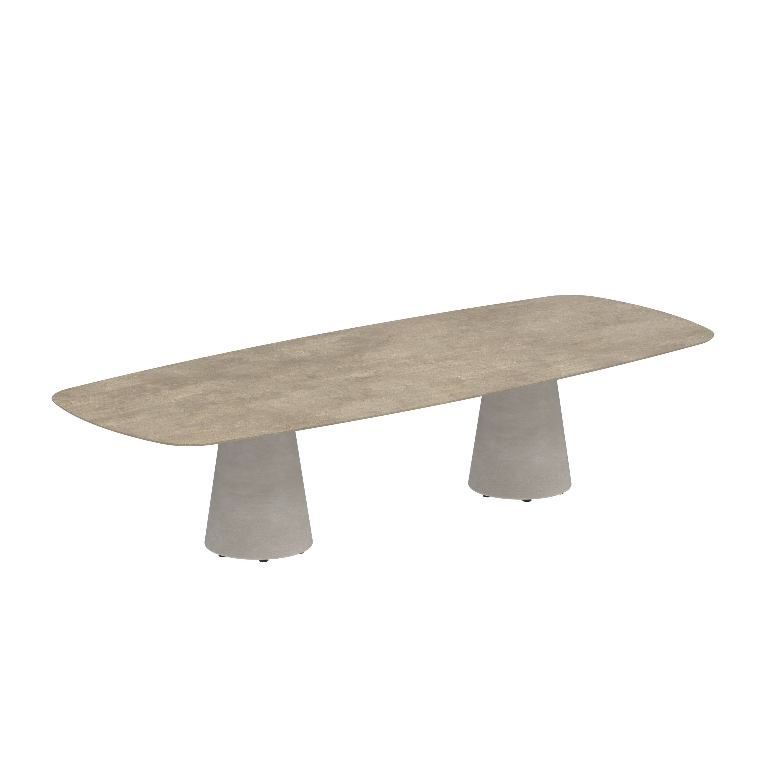 Conix Table 300x120 Cm Low Dining Legs Concrete Cement Grey - Table Top Ceramic Terra Sabbia