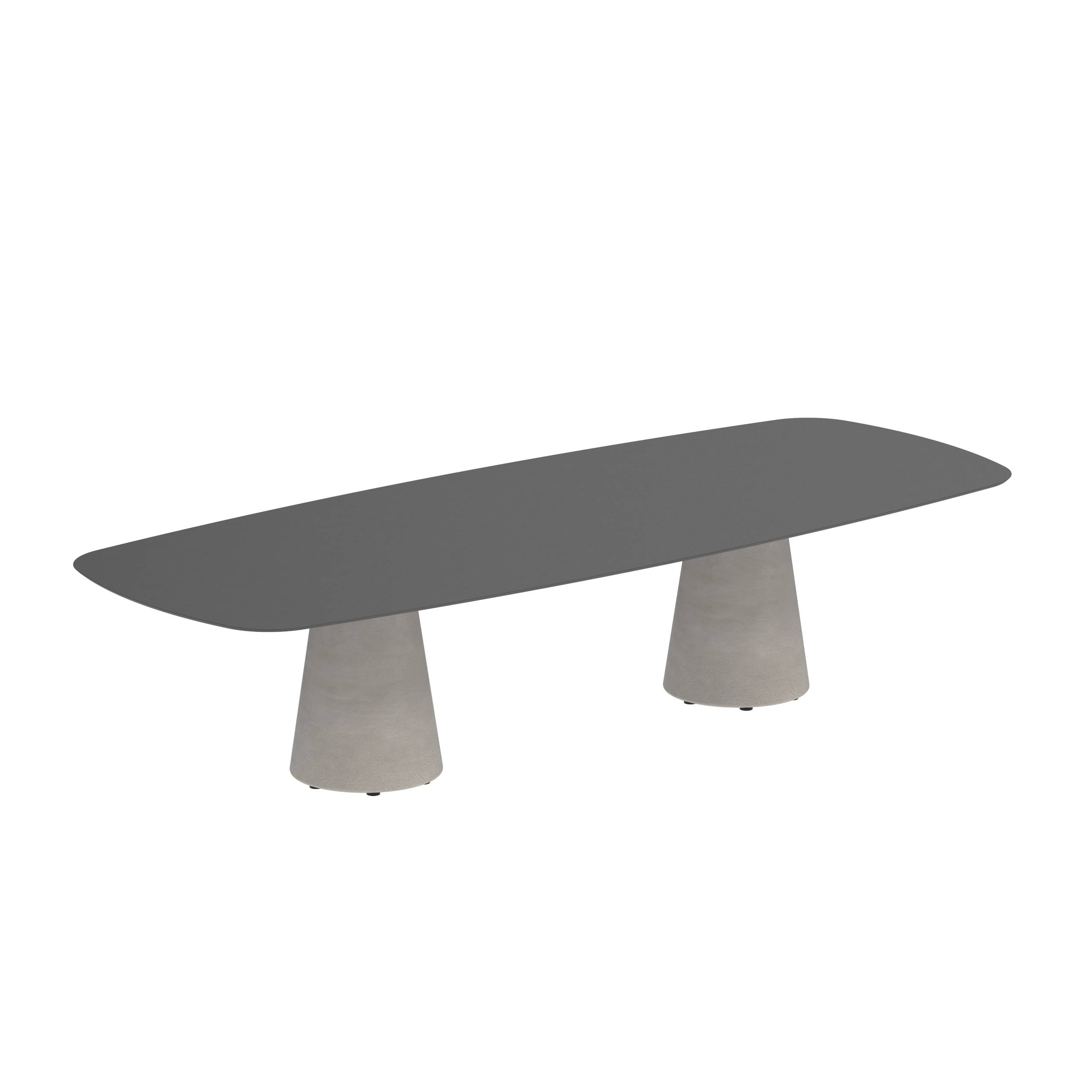 Conix Table 300x120 Cm Low Dining Legs Concrete Cement Grey - Table Top Ceramic Black