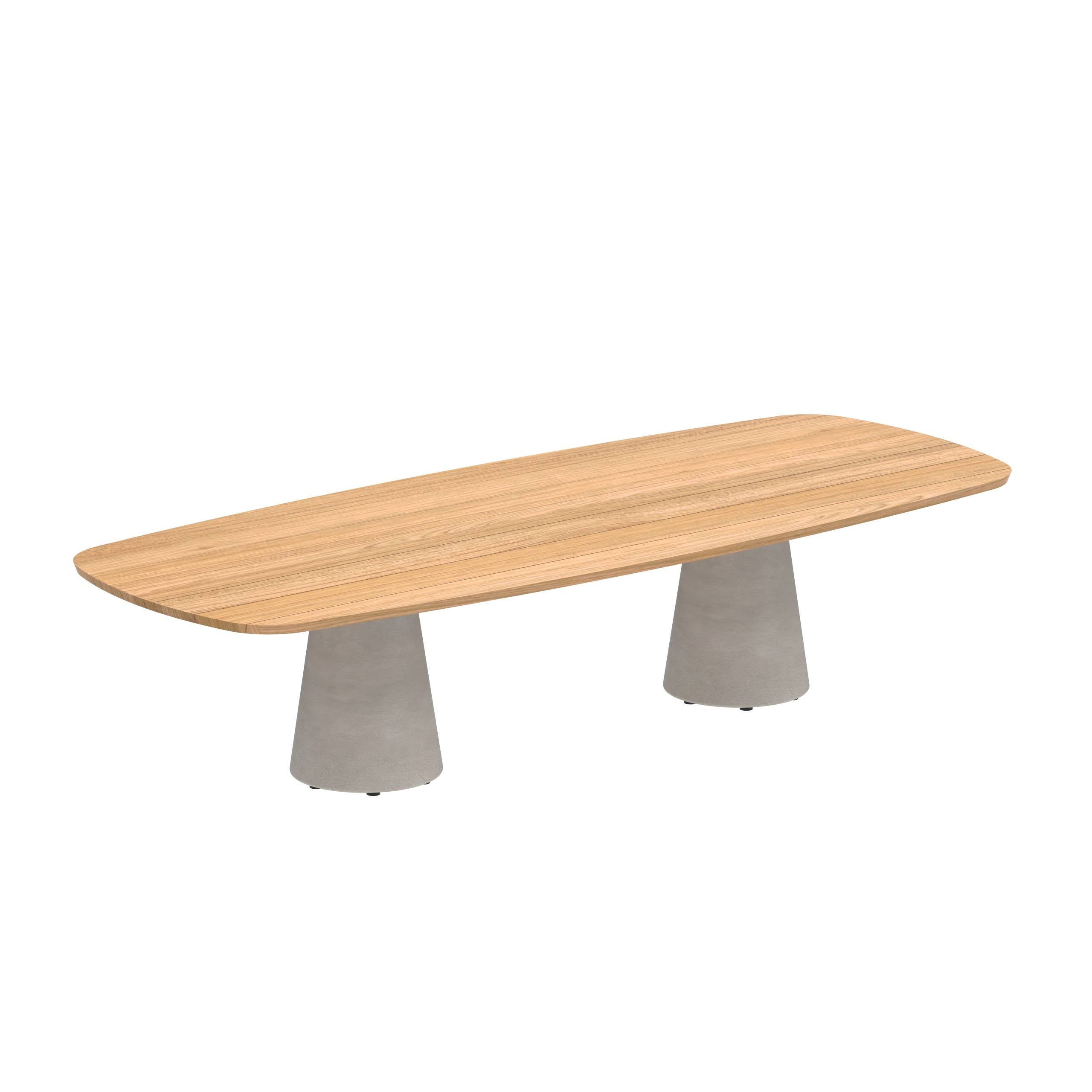 Conix Table 300x120 Cm Low Dining Legs Concrete Cement Grey - Table Top Teak