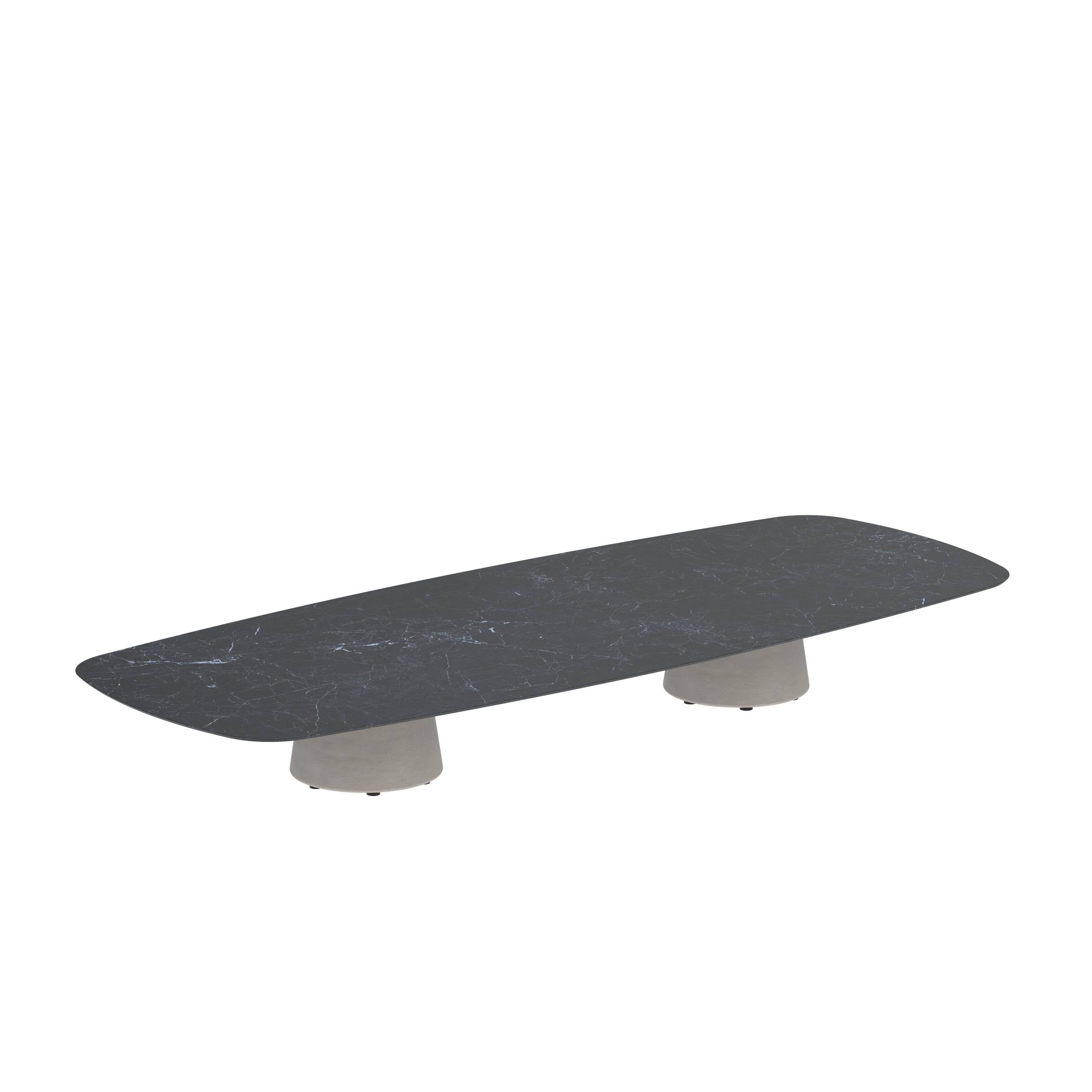 Conix Table 300x120 Cm Low Lounge Legs Concrete Cement Grey - Table Top Ceramic Nero Marquina