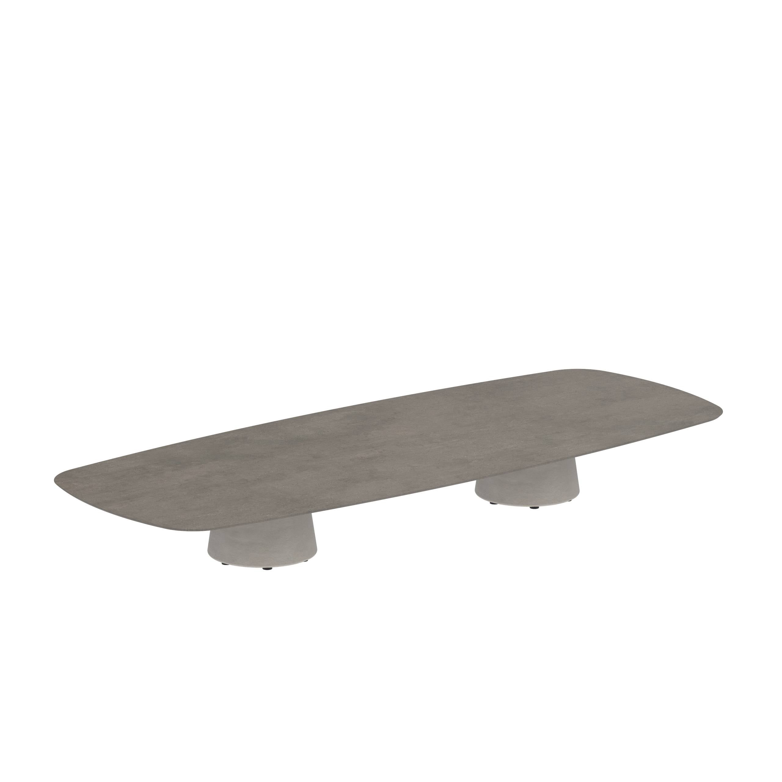 Conix Table 300x120 Cm Low Lounge Legs Concrete Cement Grey - Table Top Ceramic Terra Marrone