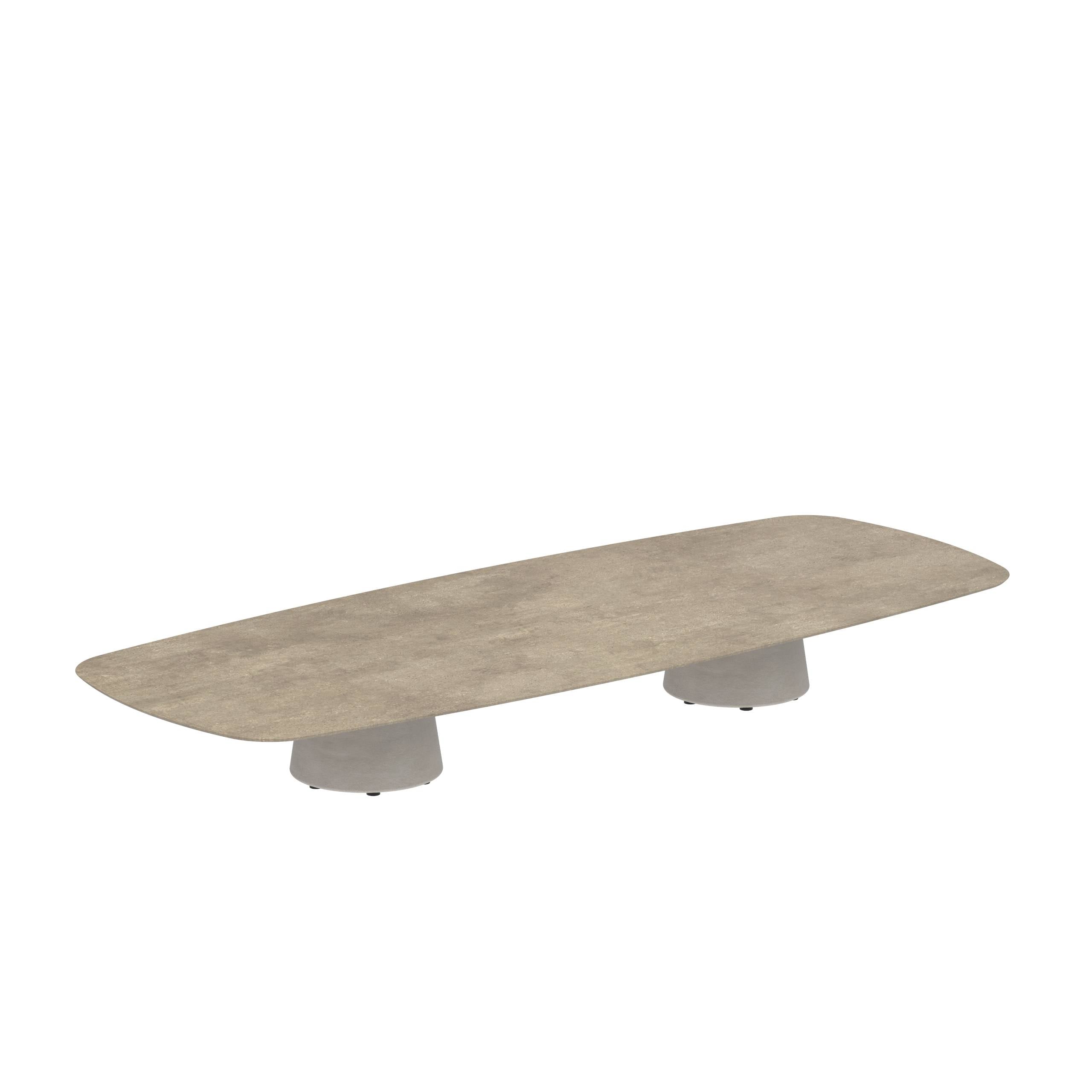 Conix Table 300x120 Cm Low Lounge Legs Concrete Cement Grey - Table Top Ceramic Terra Sabbia