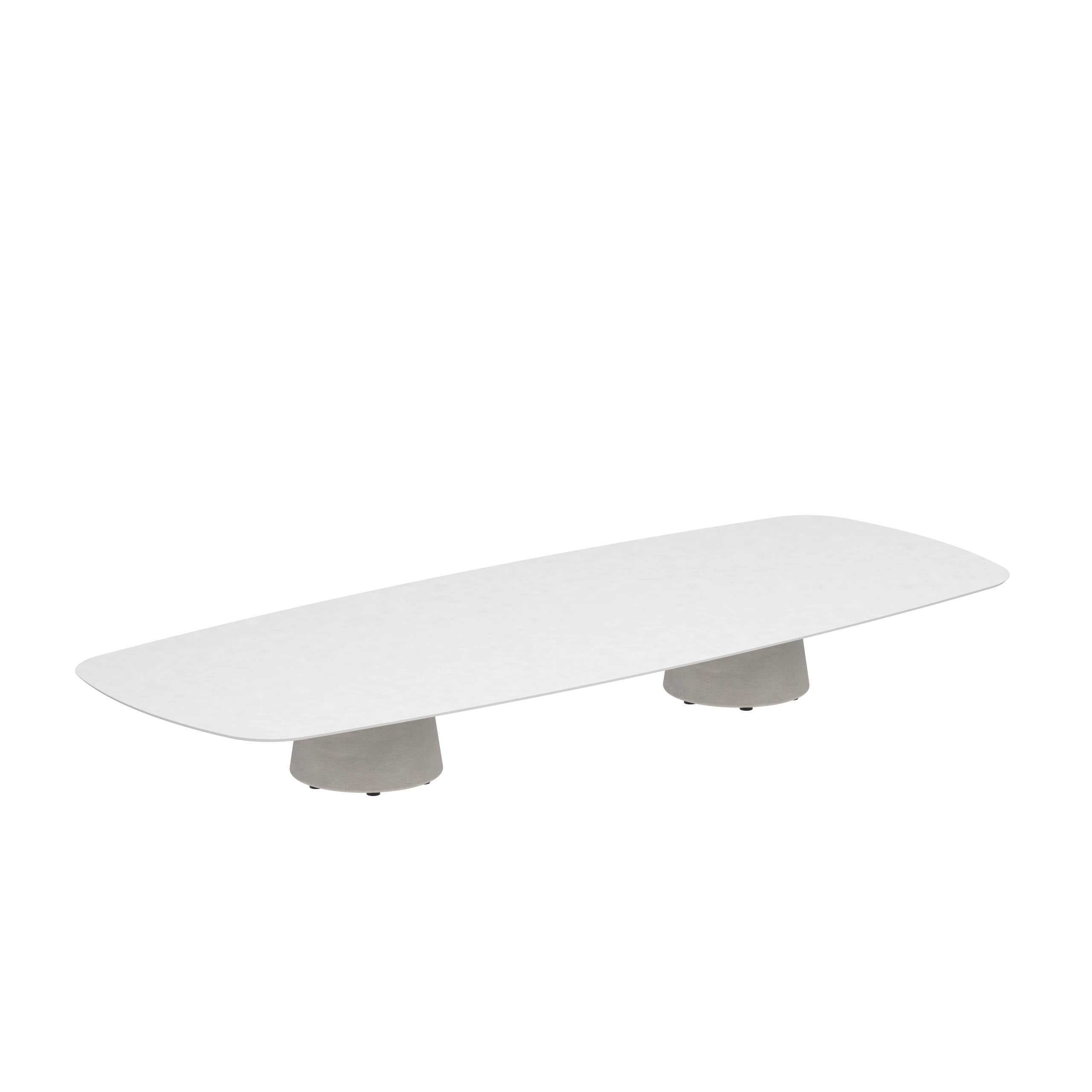 Conix Table 300x120 Cm Low Lounge Legs Concrete Cement Grey - Table Top Ceramic White