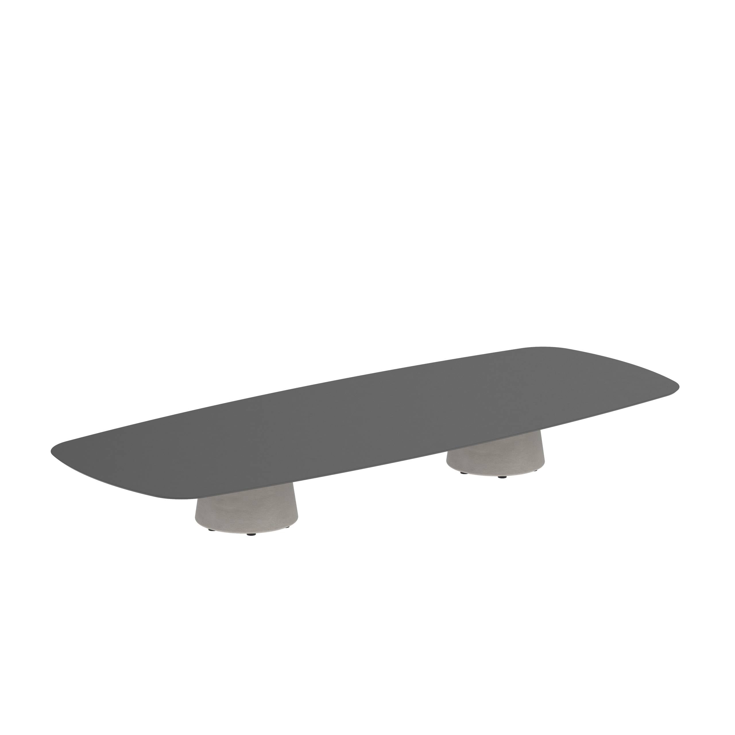 Conix Table 300x120 Cm Low Lounge Legs Concrete Cement Grey - Table Top Ceramic Black