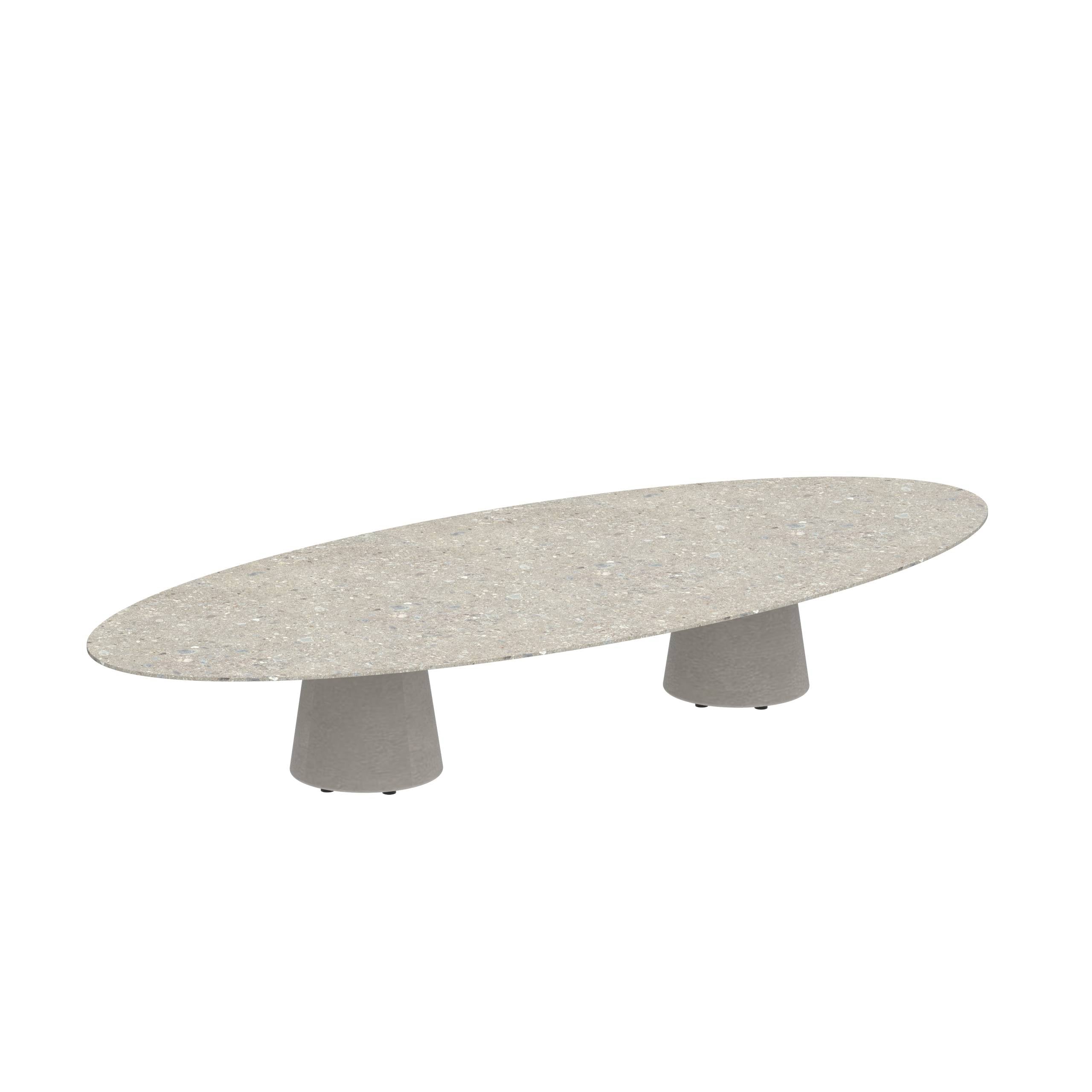 Conix Table Ellipse 320x140 Cm High Lounge Legs Concrete Cement Grey - Ceramic Tabletop Ceppo Dolomitica