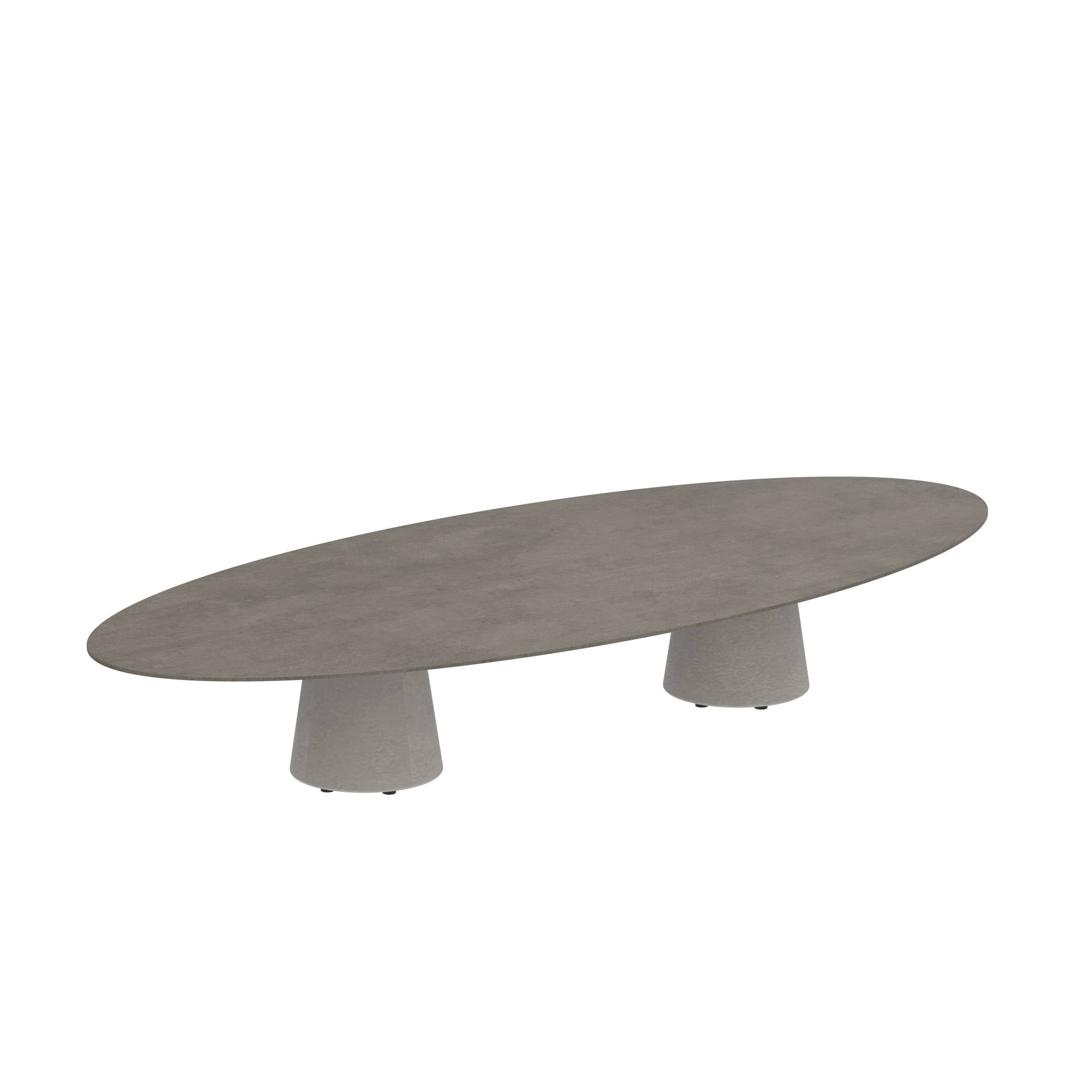 Conix Table Ellipse 320x140 Cm High Lounge Legs Concrete Cement Grey - Ceramic Tabletop Terra Marrone