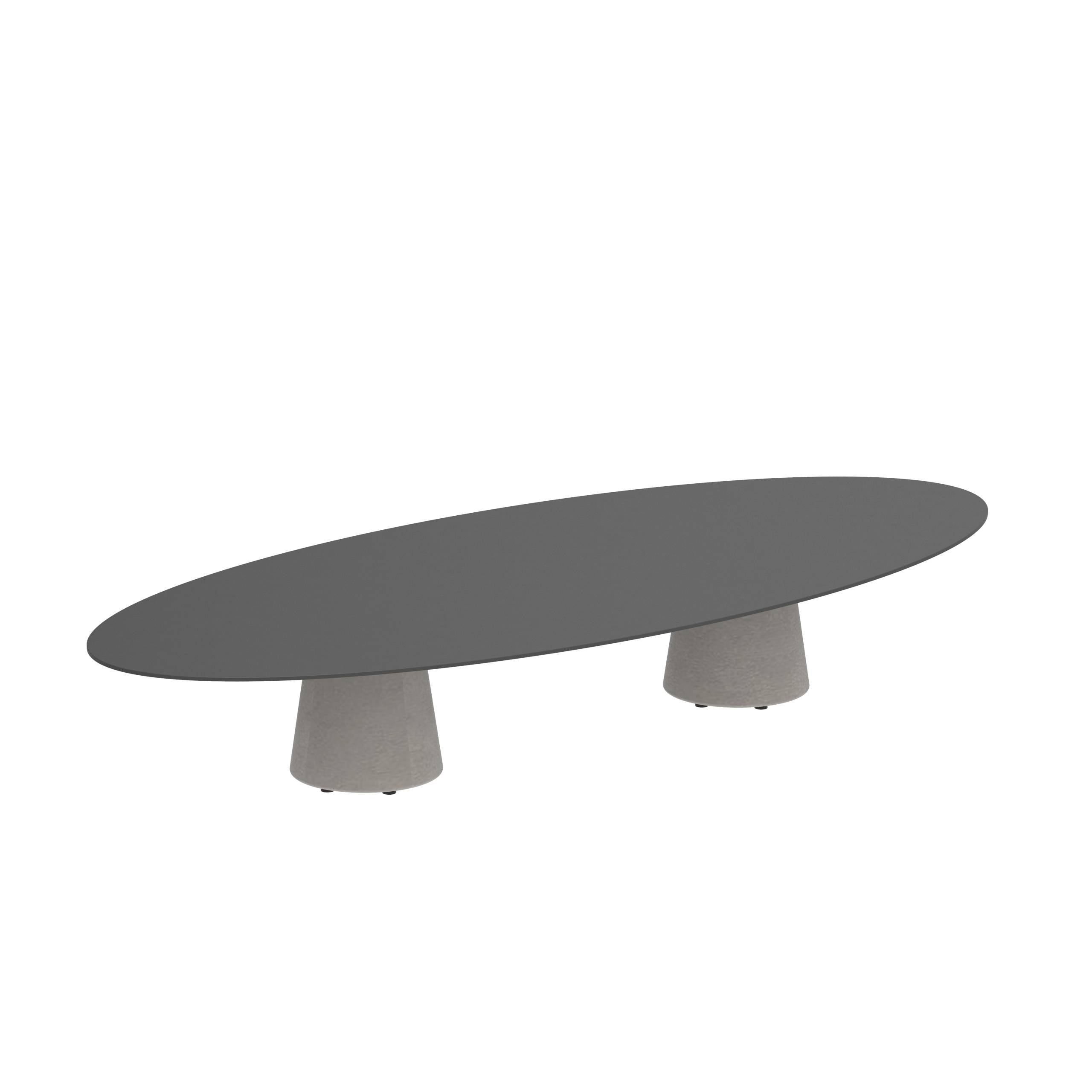 Conix Table Ellipse 320x140 Cm High Lounge Legs Concrete Cement Grey - Ceramic Tabletop Black