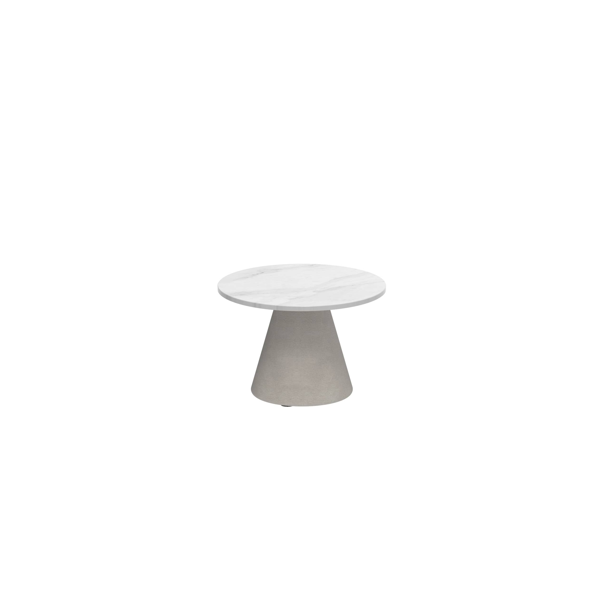Conix Side Table Ø40cm Leg Concrete Cement Grey - Table Top Ceramic Bianco Statuario