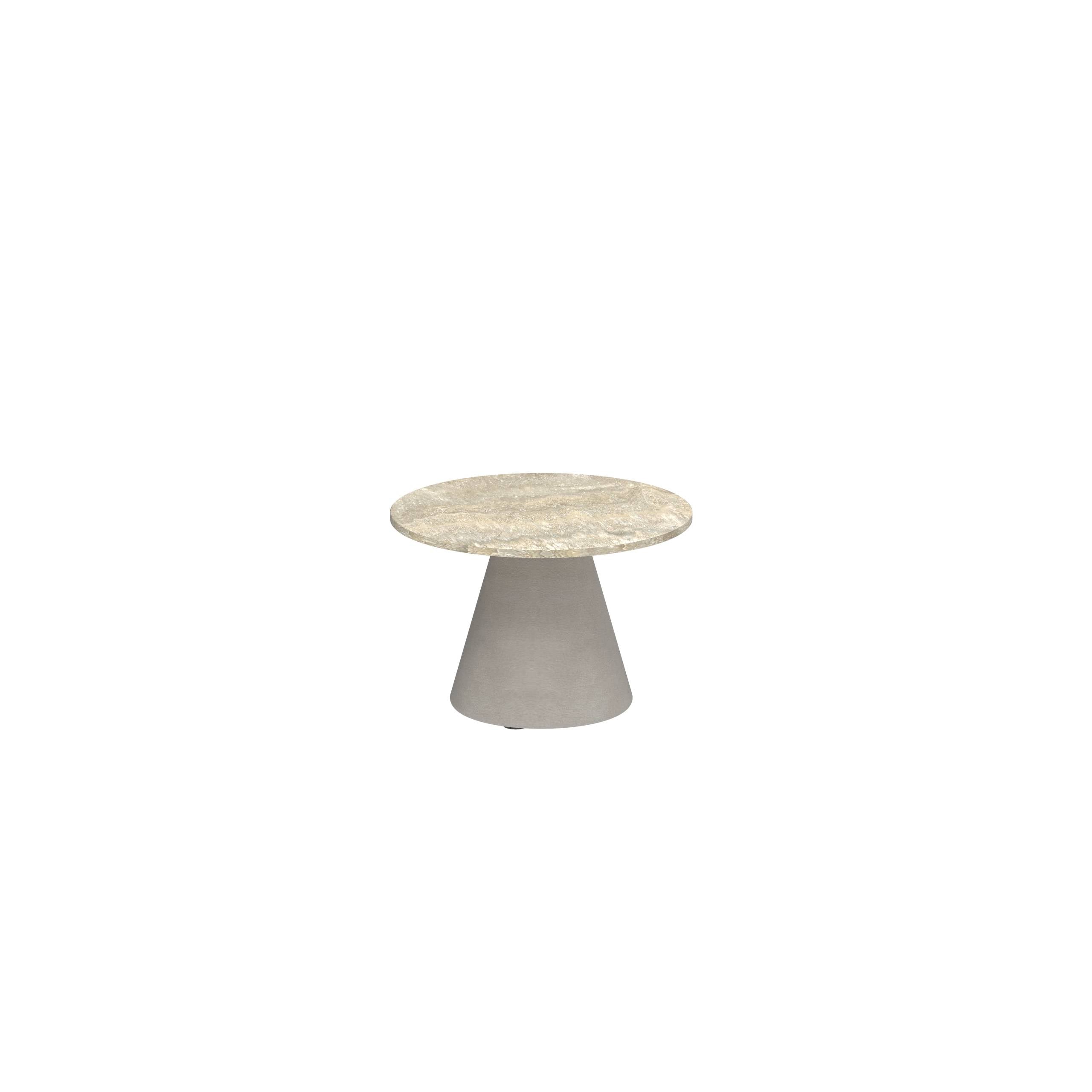 Conix Side Table Ø40cm Leg Concrete Cement Grey - Table Top Travertino
