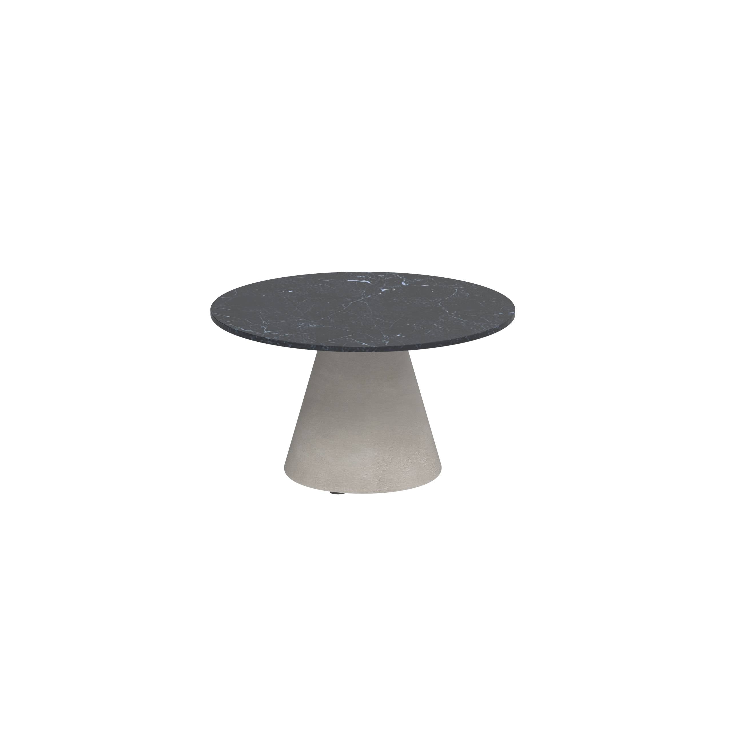 Conix Side Table Ø60cm Leg Concrete Cement Grey - Table Top Ceramic Nero Marquina