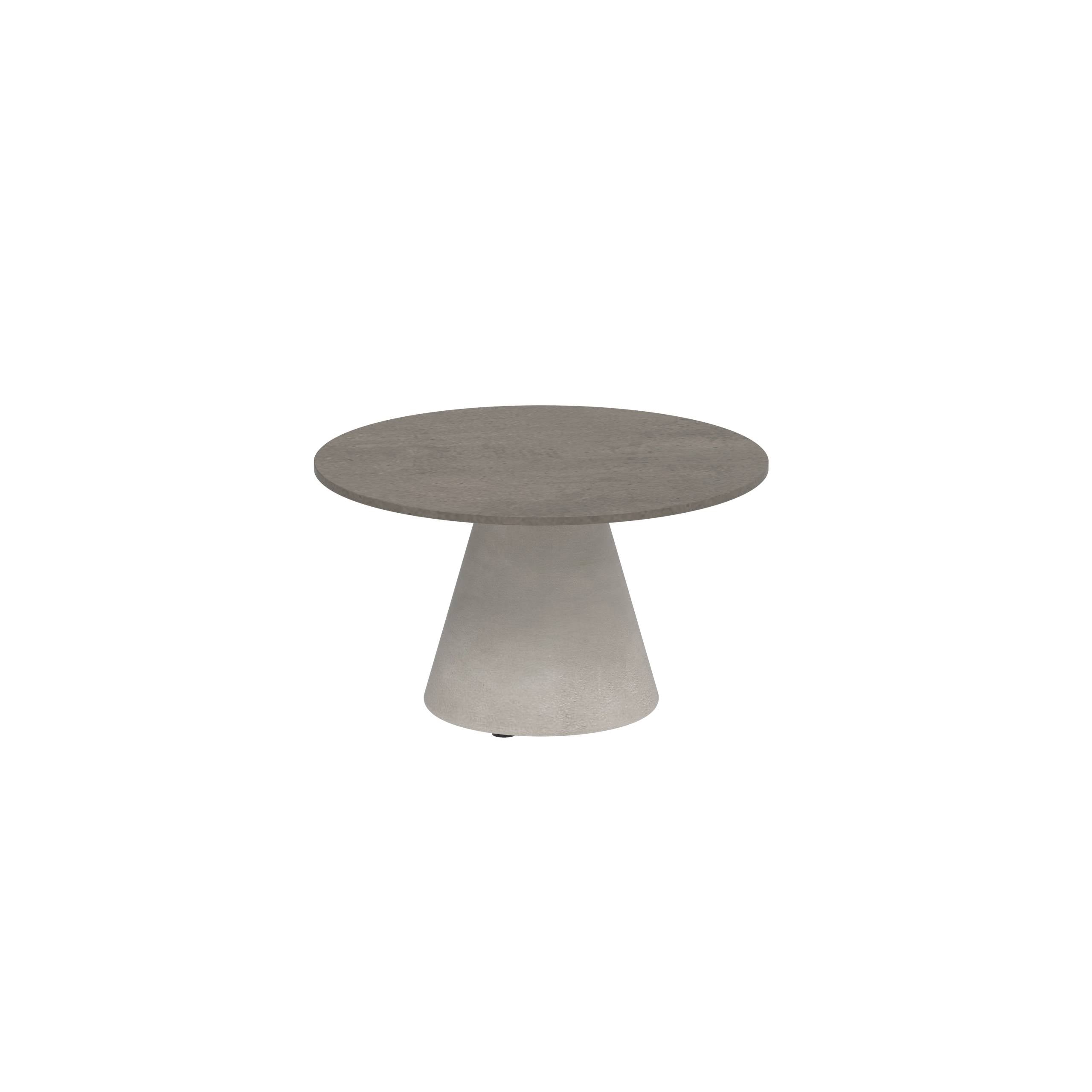 Conix Side Table Ø60cm Leg Concrete Cement Grey - Table Top Ceramic Terra Marrone