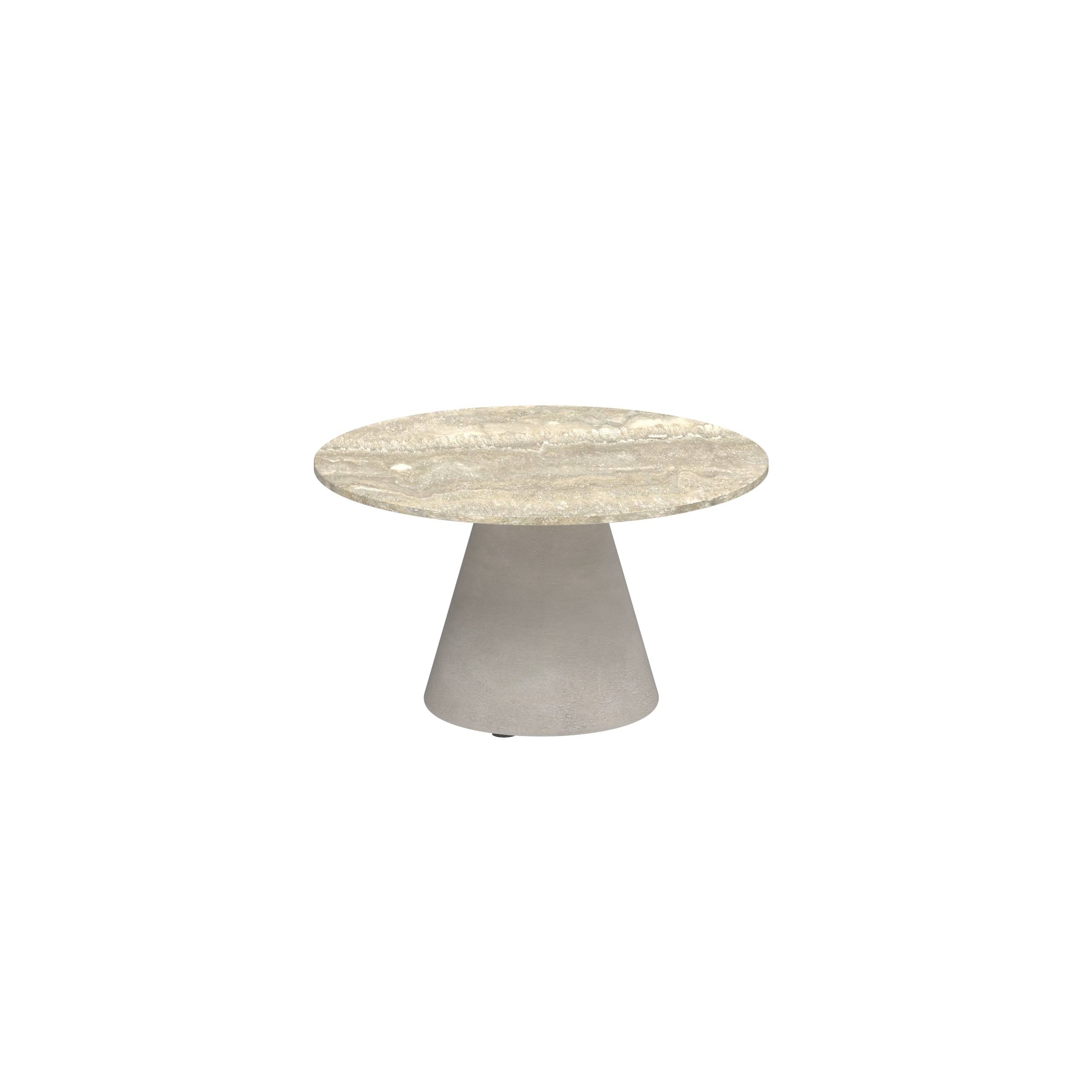 Conix Side Table Ø60cm Leg Concrete Cement Grey - Table Top Ceramic Travertino