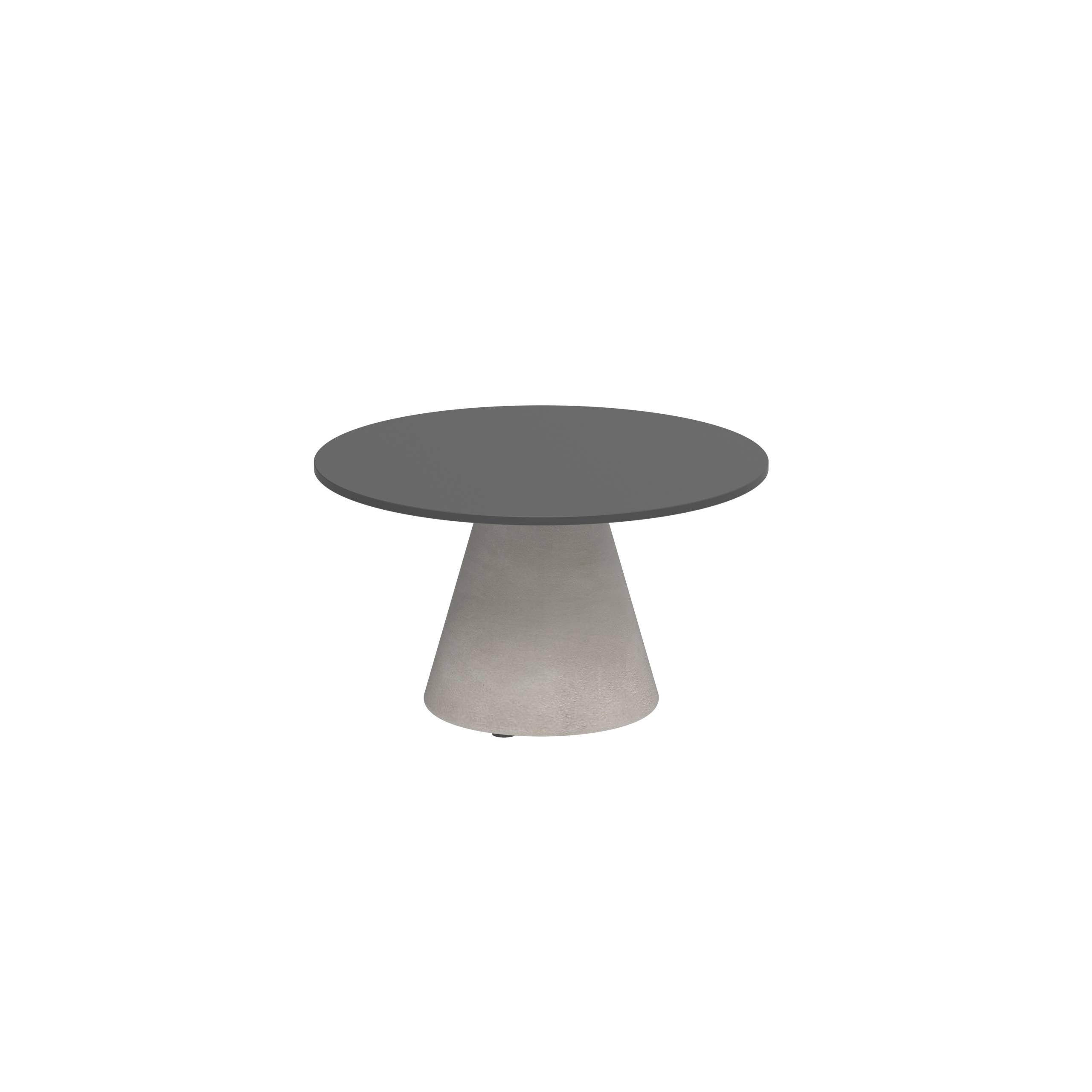 Conix Side Table Ø60cm Leg Concrete Cement Grey - Table Top Ceramic Black