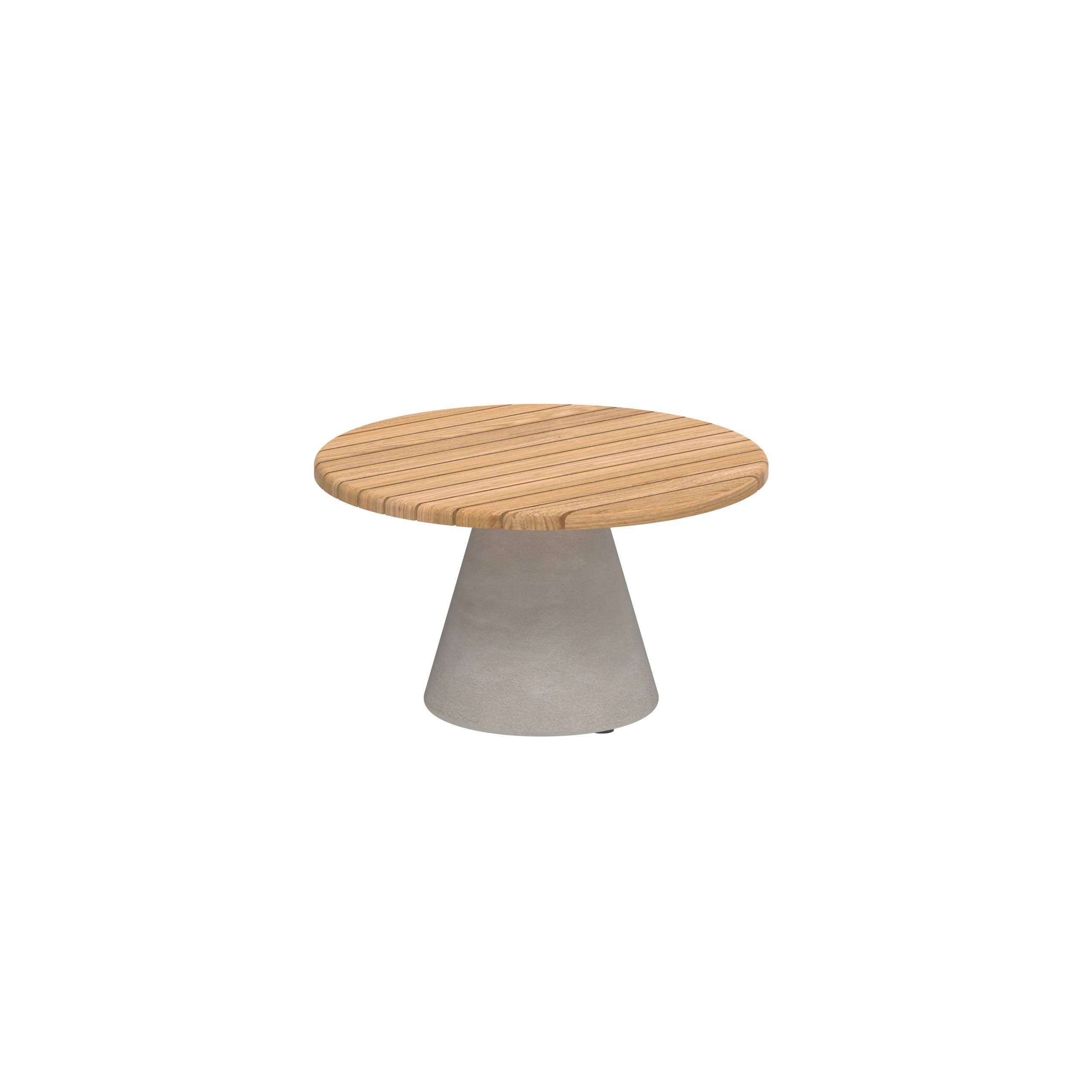 Conix Side Table Ø60cm Legs Concrete Cement Grey - Table Top Teak