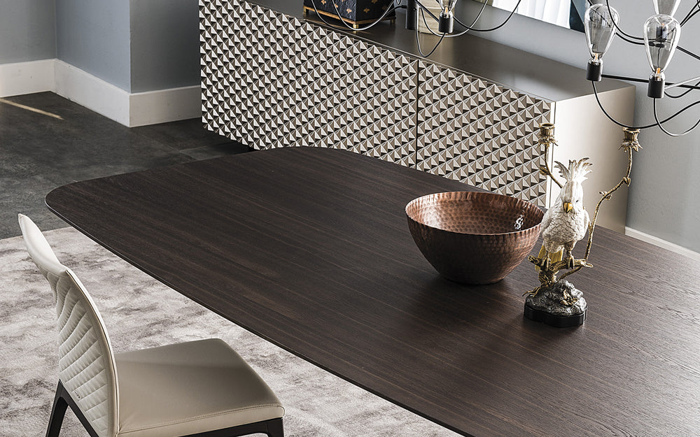 Structure Table Lancer Cattelan Italia Lancer Wood Barrel Dining Table with Steel Base | Shop Now