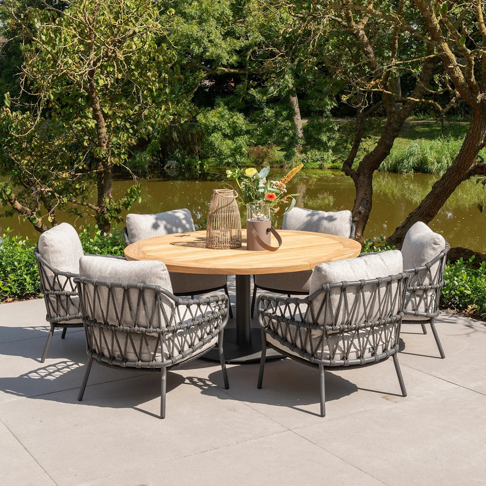 4 Seasons Outdoor Calpi Dining with 160cm Prado Table & lazy Susan