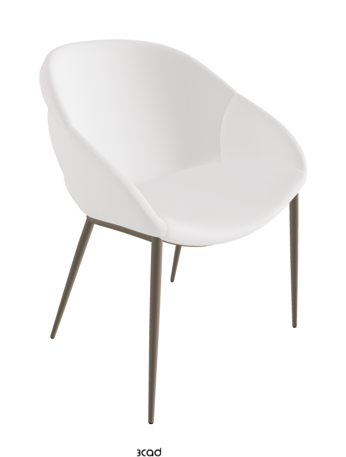 Camilla ML Dining Armchair_Titanium Embossed_Synthetic Leather_Bianco
