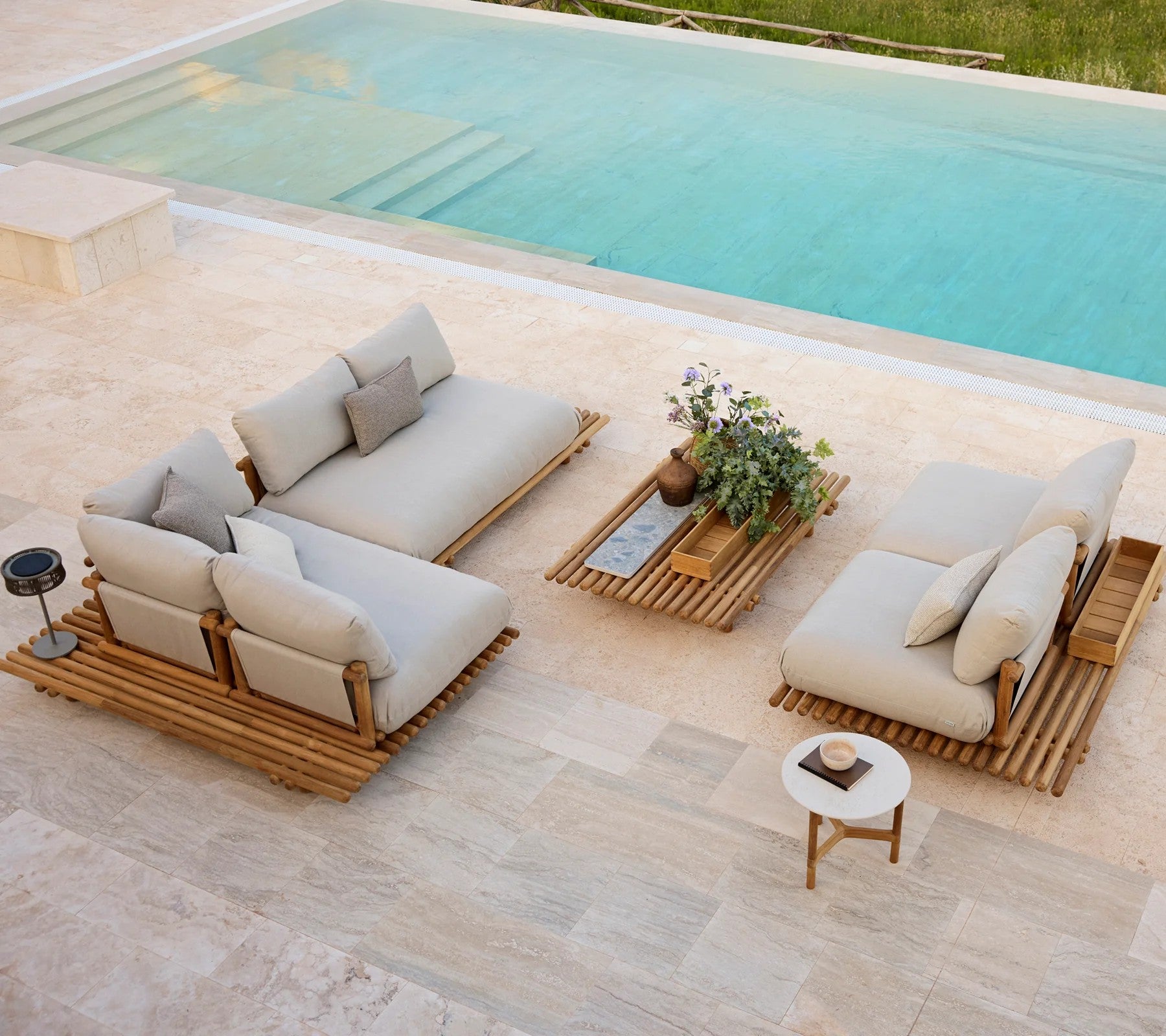 Cane-line Sticks Platform Sofa W/Chaise Lounge