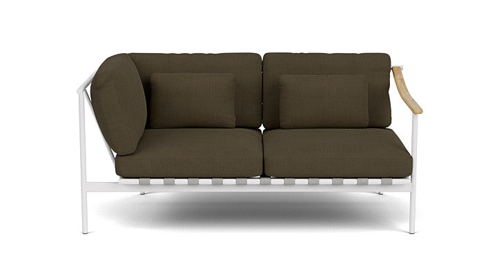 Barlow Tyrie Around Deep Seating Double Lounge Sofa with Aluminium Left Arm and Teak Right Arm