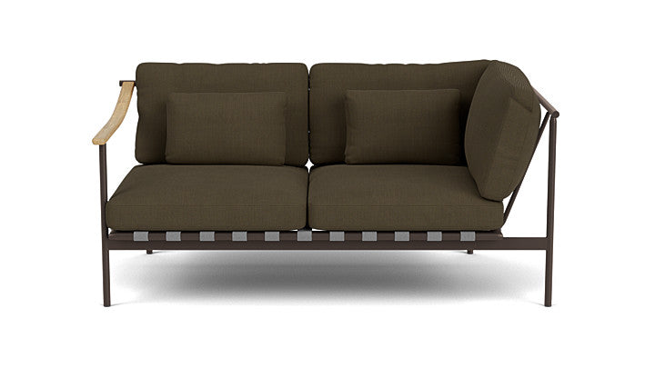 Barlow Tyrie Around Deep Seating Double Lounge Sofa with Teak Left Arm and Aluminium Right Arm