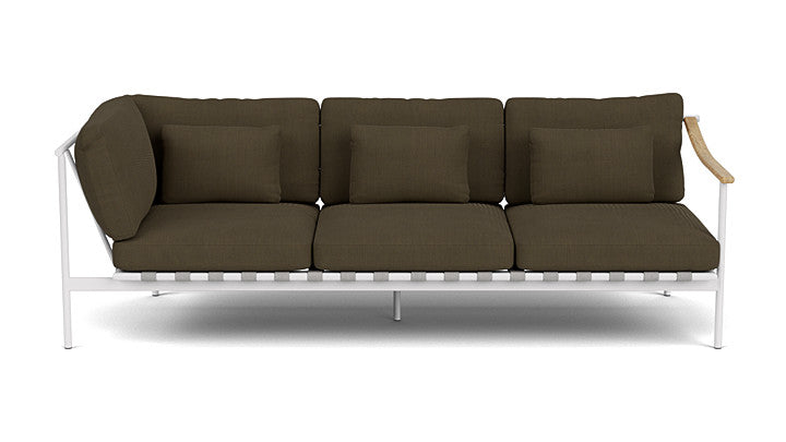 Barlow Tyrie Around Deep Seating Triple Lounge Sofa with Aluminium Left Arm and Teak Right Arm