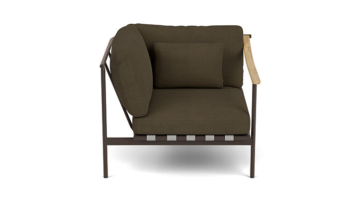 Barlow Tyrie Around Deep Seating Single Lounge Chair with Aluminium Left Arm and Teak Right Arm