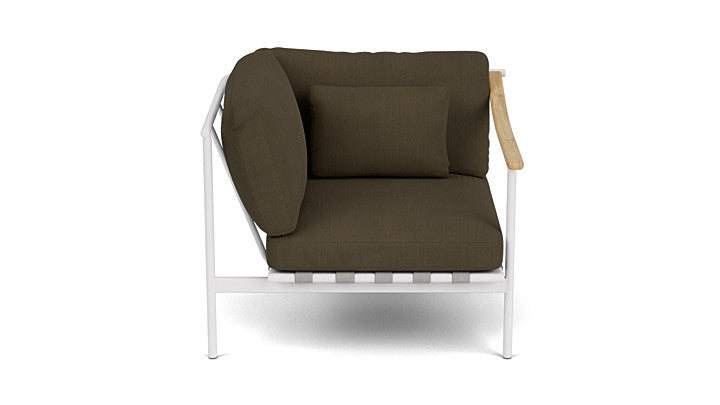 Barlow Tyrie Around Deep Seating Single Lounge Chair with Aluminium Left Arm and Teak Right Arm