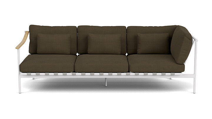 Barlow Tyrie Around Deep Seating Triple Lounge Sofa with Teak Left Arm and Aluminium Right Arm