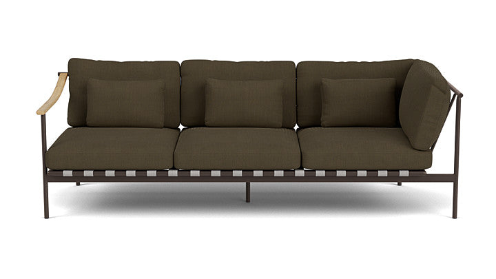 Barlow Tyrie Around Deep Seating Triple Lounge Sofa with Teak Left Arm and Aluminium Right Arm