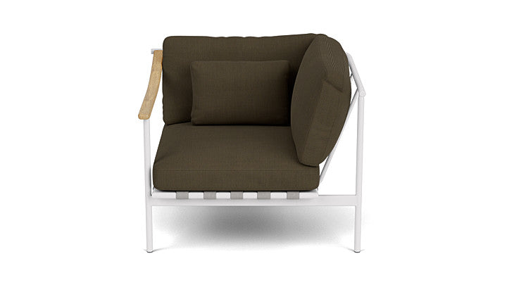 Barlow Tyrie Around Deep Seating Single Lounge Chair with Teak Left Arm and Aluminium Right Arm