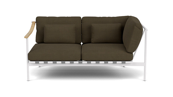 Barlow Tyrie Around Deep Seating Double Lounge Sofa with Teak Left Arm and Aluminium Right Arm