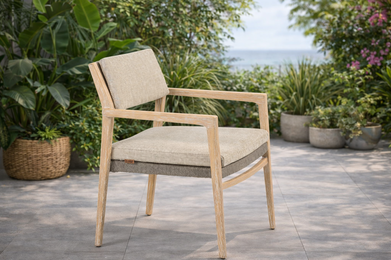 4 Season Outdoor Julia Stackable Dining Chair Teak Brushed With 2 Cushions