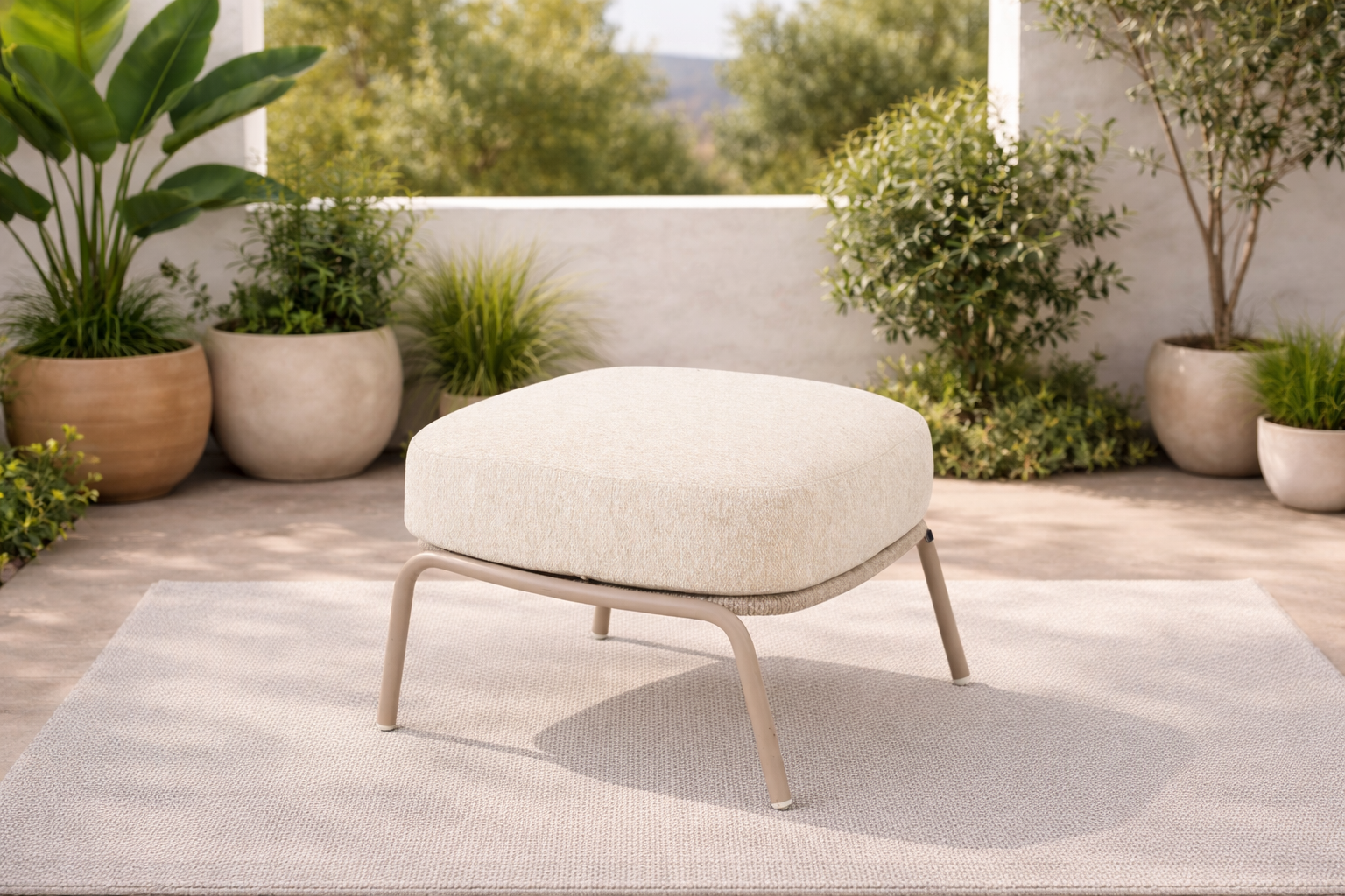 4 Seasons Outdoor Puccini Footstool Latte