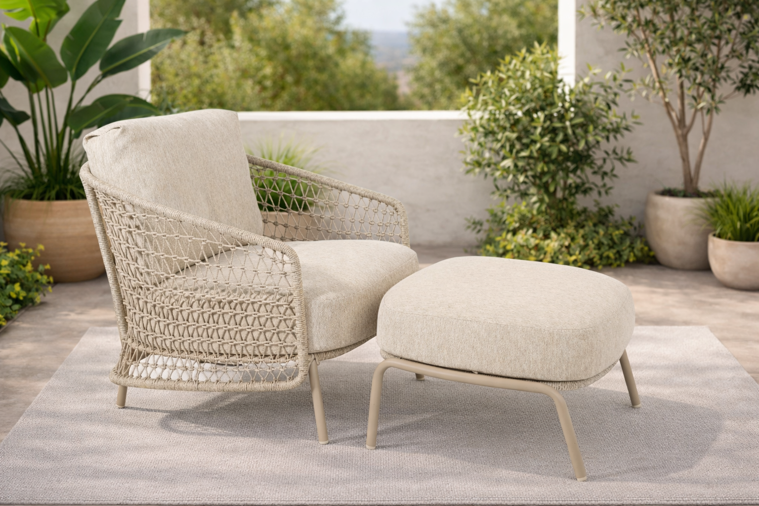 4 Seasons Outdoor Puccini Footstool Latte