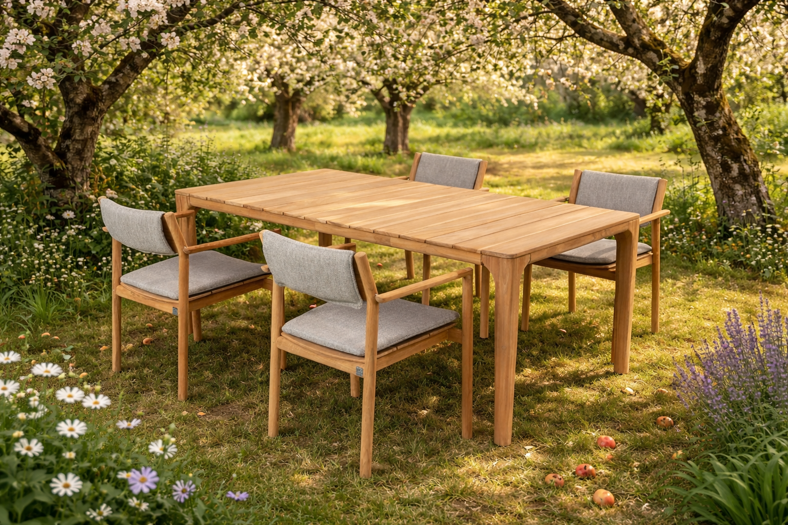 4 Season Outdoor Levi 4 Seat Rect Dining With 180 Liam Table