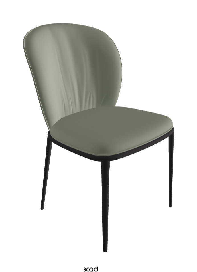 Chris ML Dining Chair_Black Embossed_Soft Leather_Cenere