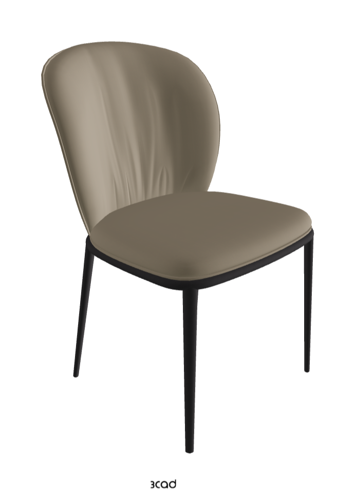 Chris ML Dining Chair_Black Embossed_Soft Leather_Tortora