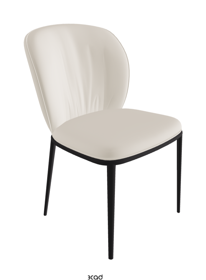 Chrishell ML Dining Chair_Black Embossed_Glove Soft Leather_Ecru