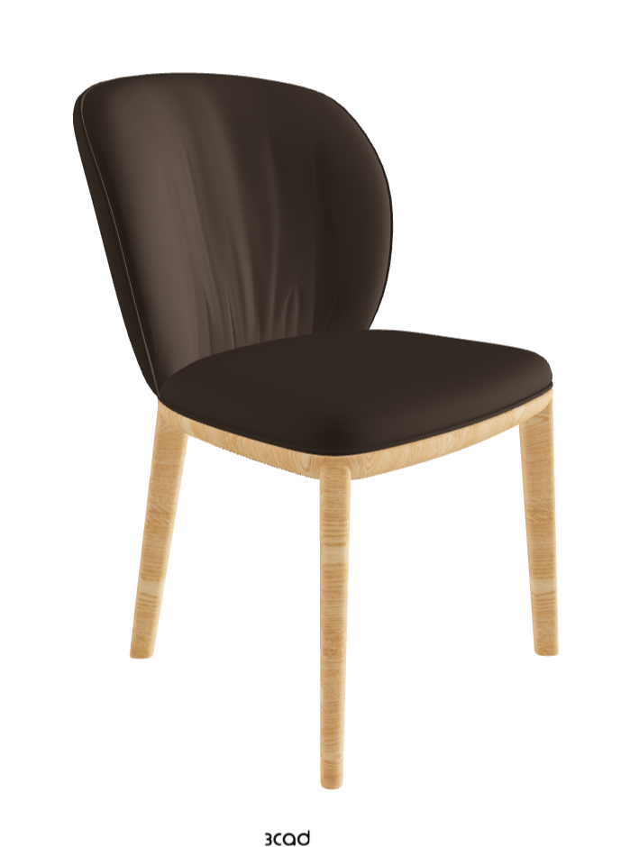 Chrishell Dining Chair_Natural Ashwood_Synthetic Leather_Marrone