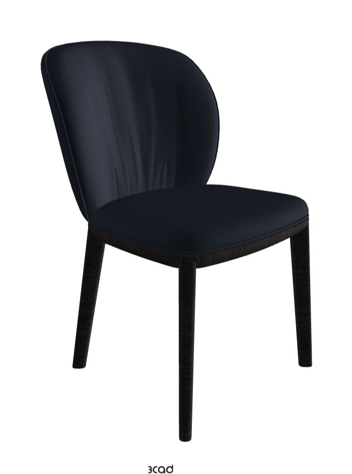 Chrishell Dining Chair_Open Pore Matt Black Ashwood_Synthetic Leather_Navy