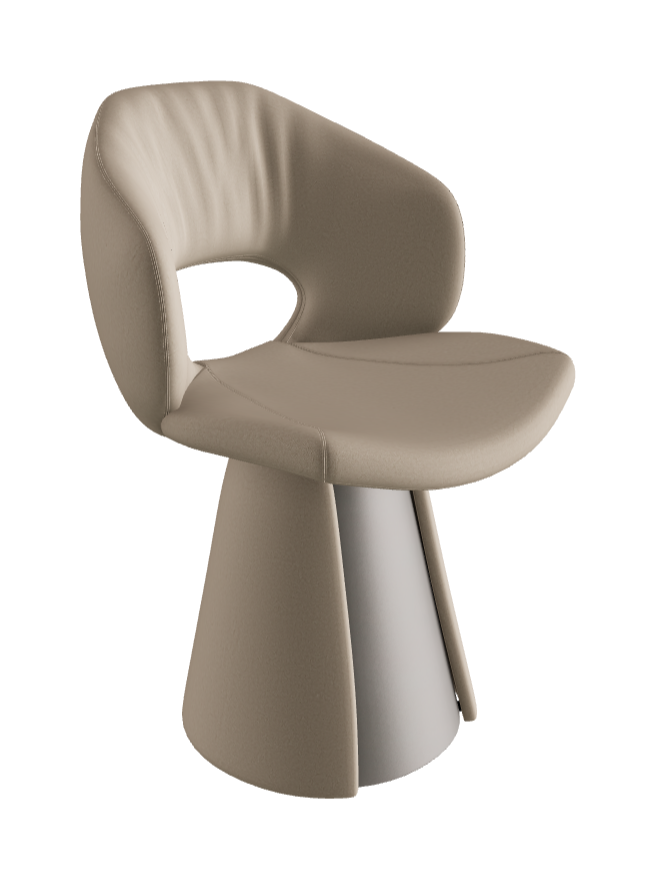 Dafne Dining Armchair_Titanium Embossed_Glove Soft Leather_Ecru