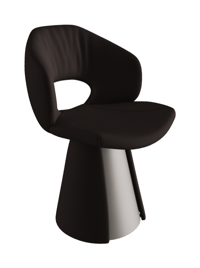Dafne Dining Armchair_Titanium Embossed_Glove Soft Leather_Carbon