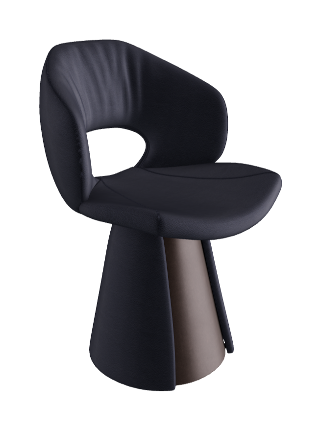 Dafne Dining Armchair_Bronze Embossed_Soft Leather_Navy