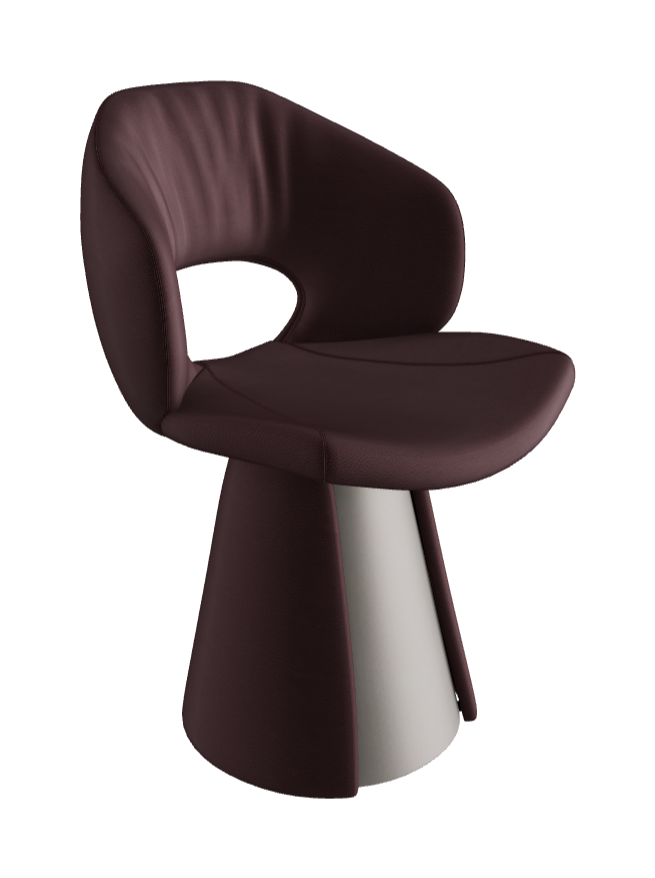 Dafne Dining Armchair_Titanium Embossed_Soft Leather_Bordeaux