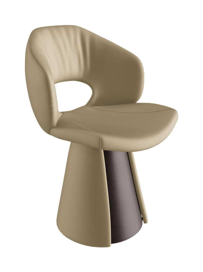Dafne Dining Armchair_Bronze Embossed_Soft Leather_Safari