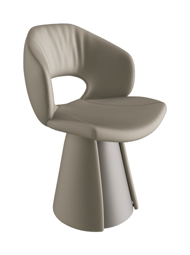 Dafne Dining Armchair_Titanium Embossed_Soft Leather_Cenere